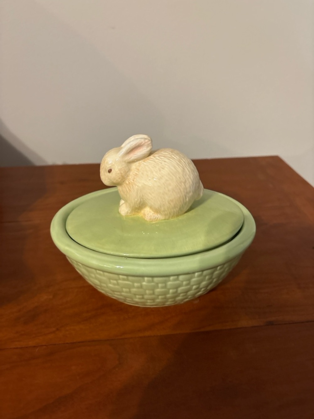 Hallmark Bunny Trinket Dish Green Easter Candy Bowl Cottagecore Decor - Picture 2 of 5